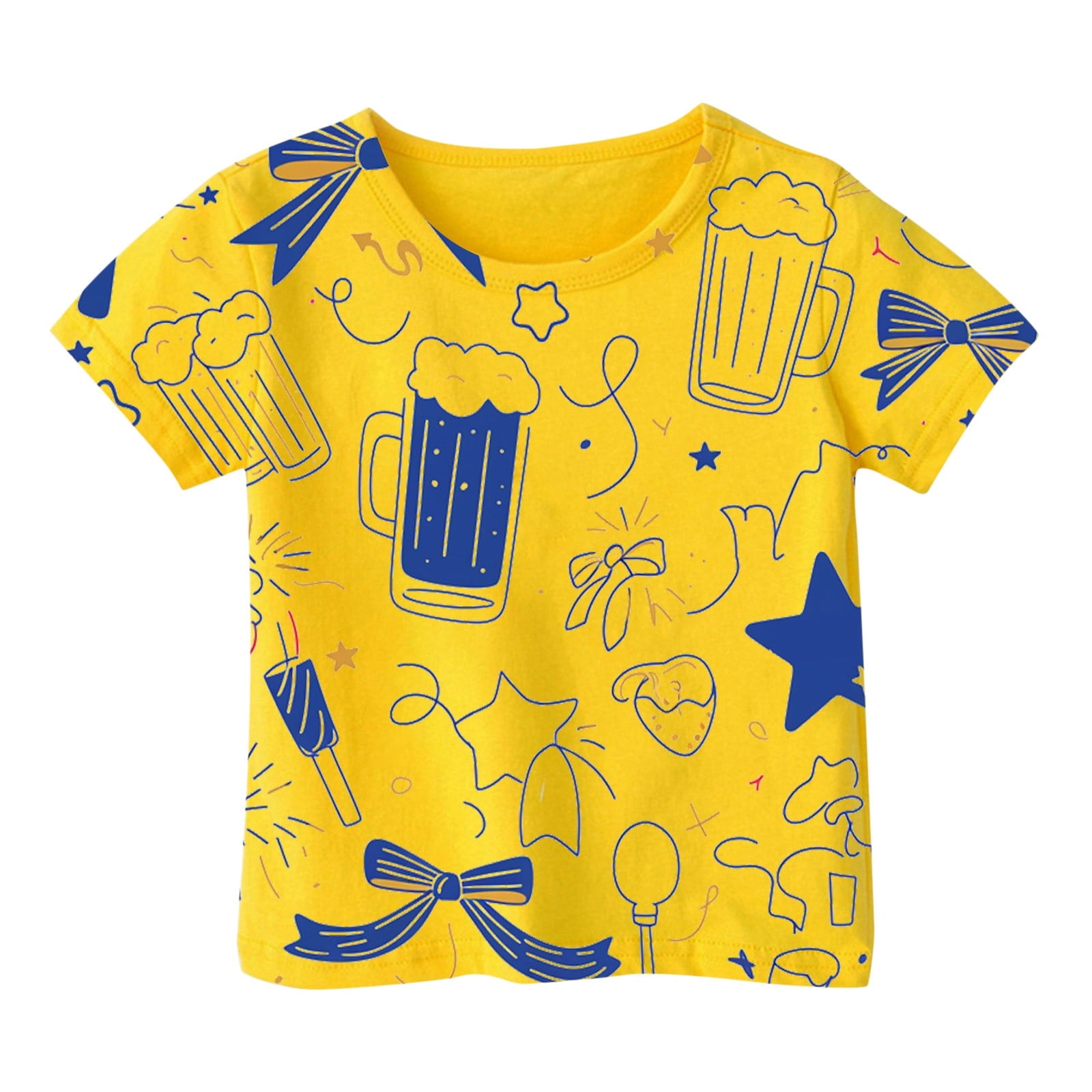 Toddler Child Girls Summer T Shirts Soft Graphic Printed Short Sleeve Basic Tees Ruffle Crewneck Home Wear Tops size 12-13T