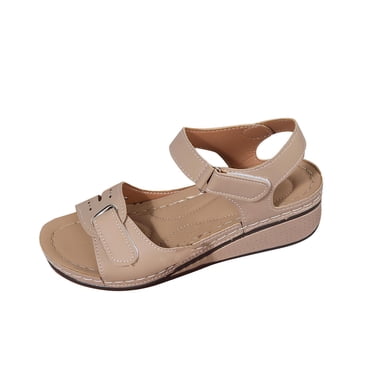 Sandals for Women Casual Summer Fish-Mesh Thick Heel Cushioned