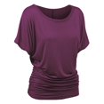 thumbnail image 1 of Timegard Top for Women Round Neck Drop Shoulder Short Sleeve Ruched Slim Comfy Fitting Casual Tee Top, 1 of 2