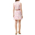 thumbnail image 3 of INSPIRE CHIC Robe Sans Manches à Imprimé Floral pour Femme, Demi-Patte de Boutonnage, Longueur Genou, Ceinturée, Printemps, TP Rose Jaune Floral, 3 of 7