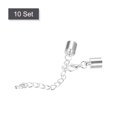 thumbnail image 3 of Unique Bargains 10 Ensembles Embouts de Cordon en Cuir 8 mm avec Fermoirs Mousqueton et Chaîne Rallonge pour Bricolage, Ton Rhodium, 3 of 7