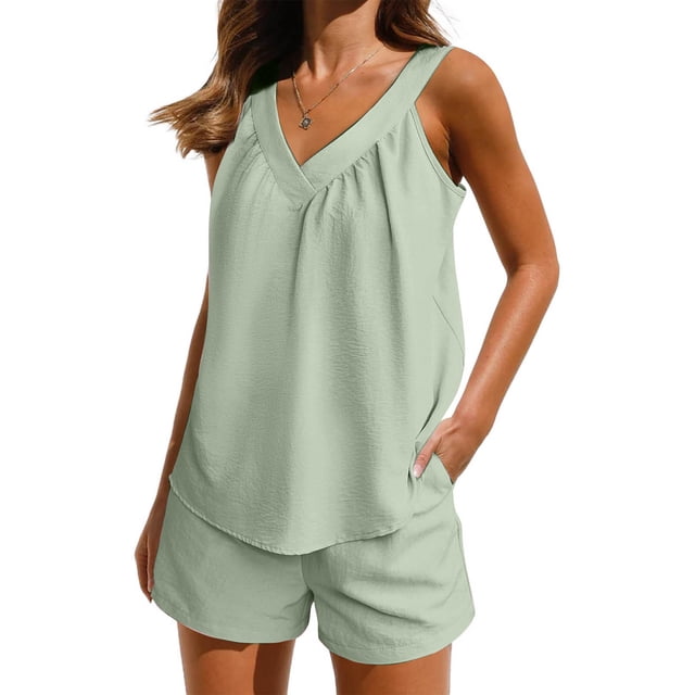 Gspmoly Hauts pour Femmes Chic Décontracté, Mode Maison pour Femmes Décontractée de Pâques Imprimée et Pantalon Ensemble de Pyjama à Manches Courtes avec Poches T-Shirts Surdimensionnés pour Femmes Offres Hebdomadaires