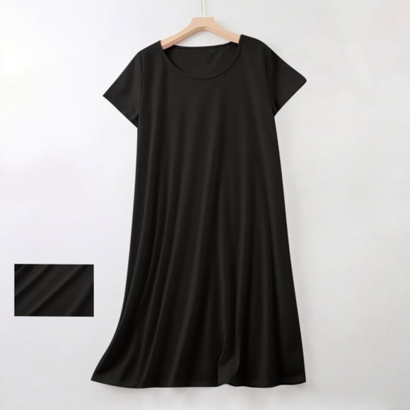 Sakmal Cotton Womens Moomoo Nightgowns Comfy Loungewear Black Short Sleeve Nightgowns for Women