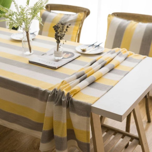 Nappe à Rayures Colorées Boho en Coton et Lin, Imperméable, Couvre-Table, Décoration de Table pour Salle à Manger, Restaurant, Fête
