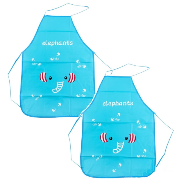 Oleegame 2PC Pretty Apron Korean Version Of Cute Apron Cartoon Design Bust Apron Kitchen Sleeveless Apron Blue