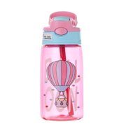 480ML Water Bottle for School Kids Girls Boys  Portable Cartoon Patterns Print Water Bottle with Straw for Toddler Kids