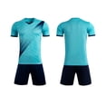thumbnail image 2 of RKSTN Soccer Maillot Enfants Manches Courtes Col Rond Chandail de Soccer avec Shorts Ensemble d'Uniforme d'Entraînement 2 Pcs Ensemble de Maillot de Soccer (Bleu Pâle, TP) Unisexe, 2 of 6