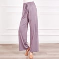 thumbnail image 2 of Diufon Straight Pants for Women Elastic High Waist Drawstring Pants Cotton Solid Color Lounge Wide Leg Pants, 2 of 6