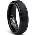 thumbnail image 1 of 6MM Black High Polish / Matte Finish Men's Tungsten Ring Wedding Band, 1 of 4
