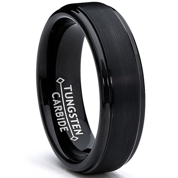 6MM Black High Polish / Matte Finish Men's Tungsten Ring Wedding Band
