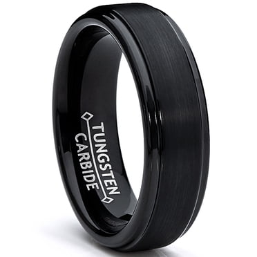 6MM Black High Polish / Matte Finish Men's Tungsten Ring Wedding Band