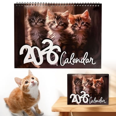 WHEANG Calendrier Mural 2026 Calendrier 2026 Calendrier Mural Chat Pleine Page Mois Papier Épais et Robuste pour Enfants Ados Calendrier Organisation et Planification