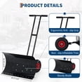 thumbnail image 4 of Snow Shovel Heavy Duty Snow Pusher with 39" Extra Wide Plastic Blade, 5-Level Adjustable Height, 25cm Wheels, Ergonomic Double Rod Handle for Driveways & Sidewalks, 4 of 8