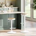 thumbnail image 2 of HOMCOM Wooden Bar Stools Set of 2 Adjustable Swivel Barstools Natural White, 2 of 10