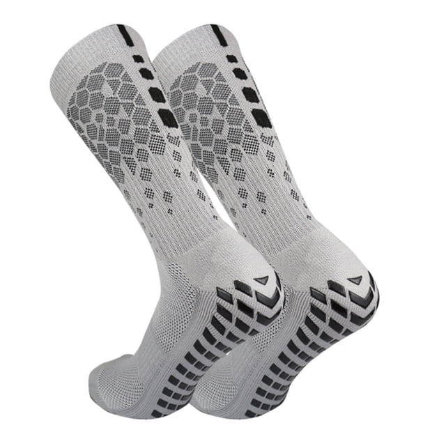 Graflsoa Hexagon Mesh Design Soccer Socks with Cushioned Sole, Grey - Chinlon & Spandex, Size 38-45, Multi-Color Options