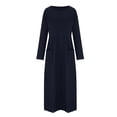 thumbnail image 4 of RKSTN Robes d'Automne pour Femmes 2023 Couleur Unie Mode Col Rond Hiver Robe Maxi Chaude Manches Longues Poches Vintage Robe Maxi, 4 of 6