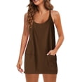 thumbnail image 2 of Robe de Tennis pour Femmes avec Shorts Intégrés, Robe de Golf d'Été Athlétique à Bretelles Spaghetti, Mini Combinaison-Robe avec Poches, 2 of 5