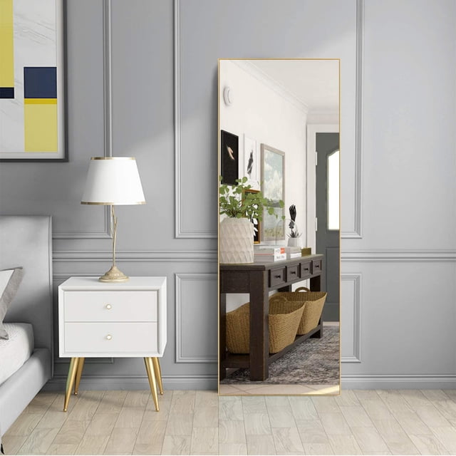 NeuType Full Length Floor Mirror Rectangular Gold 44"x16"