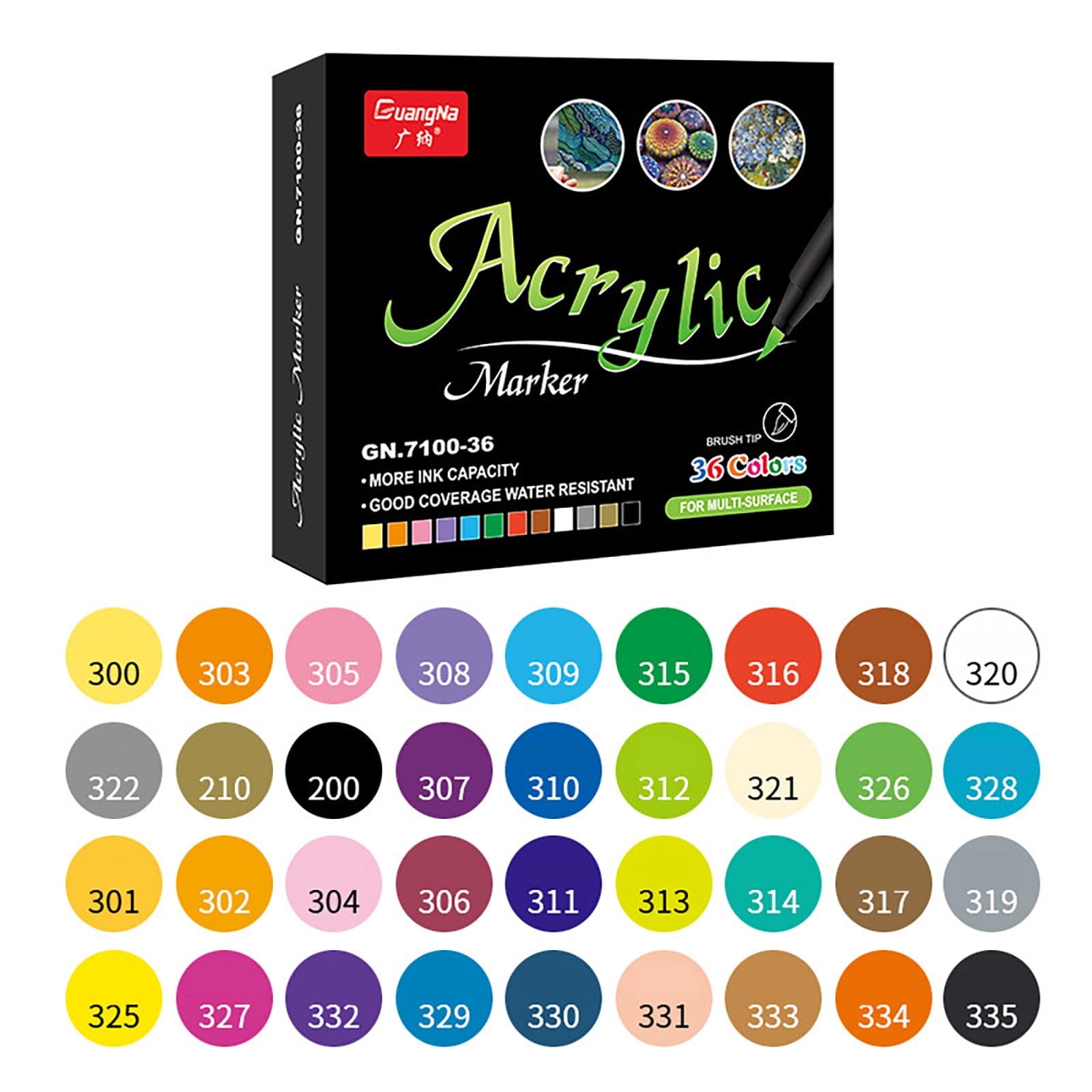 Dvkptbk Marker Pen 36Color 7100 Soft Acrylic Water-based Paint Marker, Hand Drawn Graffiti, Hand Account Painting Marker10ml Marker Pen