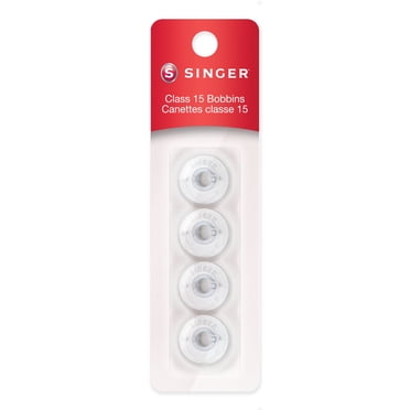SINGER® Class 15 Bobbins, Transparent Plastic, 4-Pack – Fits Most SINGER Sewing Machines