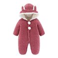 thumbnail image 1 of AherBiu Baby Newborn Winer Clothes Hooded Bodysuits Fleece Lined Jumpsuits Warm Thick Rompers Infant Toddler Rompers Solid Color, 1 of 5