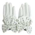 thumbnail image 1 of Gants en Similicuir pour Femmes de Moto à Rivets, Nœud, Couleur Unie, Mitaines à Doigts Complets, 1 of 11
