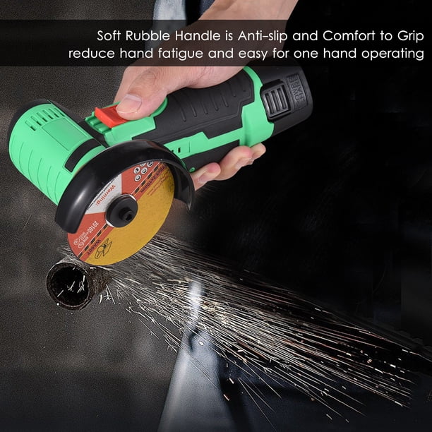 Cordless Angle Grinder – 19500 RPM Brushless Motor, 12V Lithium Battery & Charger Included, 2 Grinding Wheels – Perfect For Cutting & Sanding Wood, Non-Metal Materials