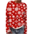 thumbnail image 2 of Wiyuqeen Chandails pour Femme Fair Isle Rouge Mariage Noël Tricot Chandail Hauts Manches Longues Col Rond Imprimé Flocon de Neige Chandails pour Dames, 2 of 5