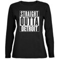 thumbnail image 1 of Straight Outta Detroit Black Womens Long Sleeve T-Shirt, 1 of 1