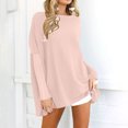 thumbnail image 1 of RXIRUCGD Mode Femmes Couleur Unie Duveteux Col Rond Manches Longues Décontracté Ample Pull Top Blouse, Rose, Taille : S, 1 of 7