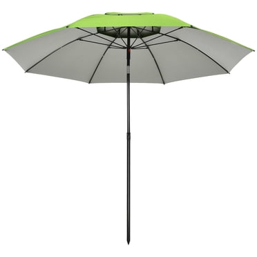 Outsunny Parasol de Plage Arqué de 6,6 Pi, Parasol d'Extérieur avec Sac de Transport, Vert