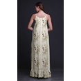 thumbnail image 4 of Bimba Rose Pâle2 Robe Longue Maxi à Imprimé Floral d'Oiseaux et de Magnolia pour Femmes, Nuisette en Rayonne à Bretelles Spaghetti, Vêtement de Nuit pour Dames XXX-Large, 4 of 5