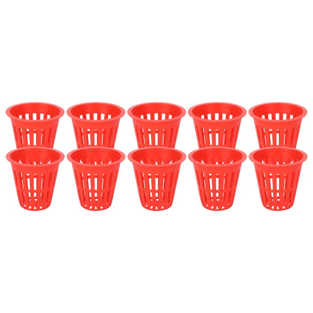 Plant Mesh Cup, 10PCS Plastic Planting Basket For Hydroponic For Garden Red