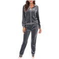 thumbnail image 1 of Velour Tracksuit Womens 2 Pieces Joggers Outfits Jogging Sweatsuits Set Soft Sports Sweat Suits Pants with Pockets, 1 of 7
