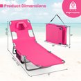 thumbnail image 3 of Gymax 2 Pcs Chaise de Bronzage Chaise Longue de Plage Pliable avec Dossier Réglable à 5 Positions Rose, 3 of 9