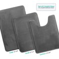thumbnail image 1 of Set of 3 Clara Clark Bath Mat Bathroom Rug - Absorbent Memory Foam Bath Rugs - Non-Slip, Thick, Cozy Velvet Feel Microfiber Bathrug - Gray - Large 20"x32" - Small 17"x24" - Contour 24"x20", 1 of 6