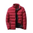 thumbnail image 1 of Innerwin Down Coats Color Block Men Winter Warm Jacket Work Stand Collar Business Coat Red S, 1 of 2