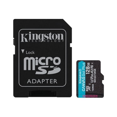 Kingston 128GB microSDXC Canvas Go Plus 170MB/s Read UHS-I, C10, U3, V30, A2/A1 Memory Card + Adapter (SDCG3/128GB)