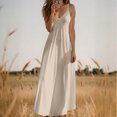 thumbnail image 2 of Robes d'Été pour Femmes Zeophrasy Robe d'Été Unie à Col en V avec Bretelles Réglables Cadeau de Fête des Mères pour Femmes Filles, 2 of 8