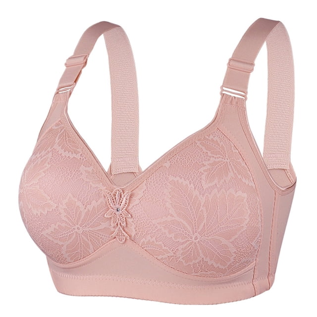 Bras Strapless Wireless Bra Air-Flow Mesh Push Up Design Plus Size Underwear Full Support Bra Pink 40