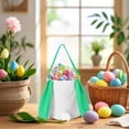 thumbnail image 4 of Ovzne Panier Queue de Lapin à Longues Oreilles en Coton et Lin Panier Rond Sac-Cadeau de Pâques Sac à Main Panier de Rangement pour Oeufs de Pâques Sac de Rangement en Liquidation, 4 of 6