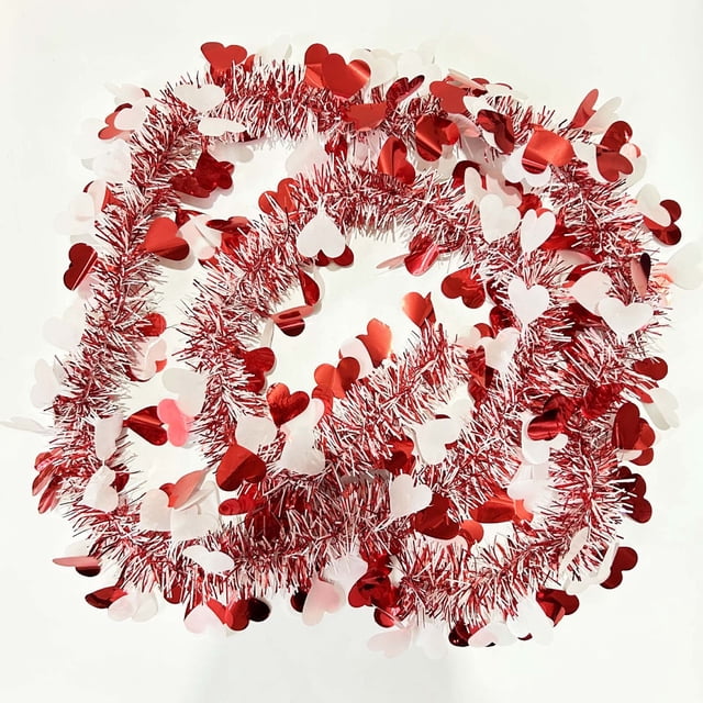 LSLJS Valentine's Day Heart-shaped Metal Wire Wreath Twisted Shiny Ceiling Decoration, Home Accessories