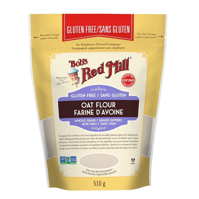 Bob's Red Mill Farine d'Avoine GF 510 g Sac Refermable Jaune et Rouge, Farine de Grains Entiers Sans gluten non-OGM Idéale pour la Cuisson de Pain, Biscuits, muffins et Crêpes Sans gluten.