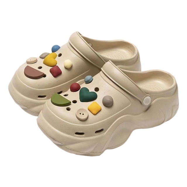 MIASHUI Platform Clogs Womens Lightweight Outdoor Garden Shoes Beach Slippers Sandals,Khaki,8