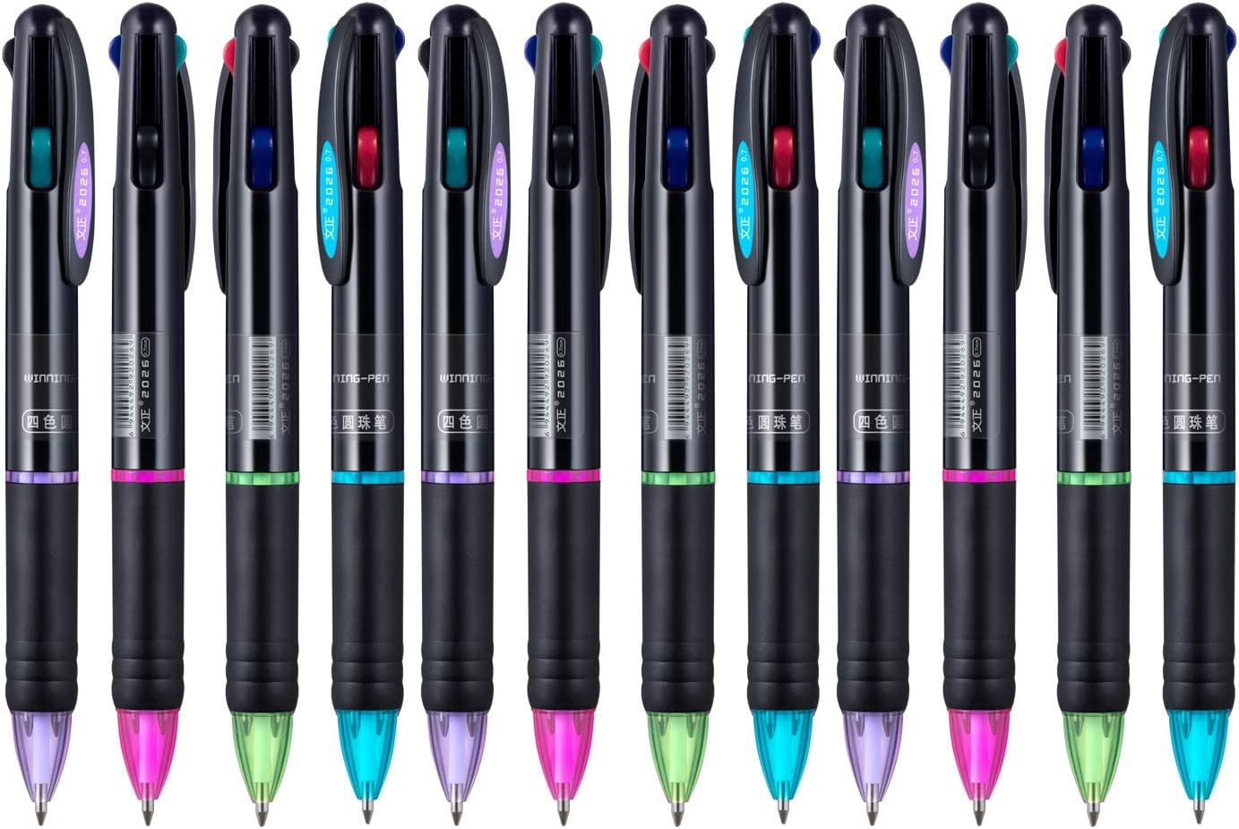 RETON 12pcs 0.7mm 4 in 1 multi-color ballpoint pen, 4 colors retractable ballpoint pen for office school supplies students kids gifts