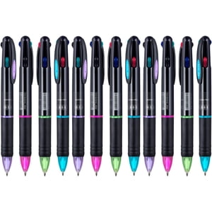 RETON 12pcs 0.7mm 4 in 1 multi-color ballpoint pen, 4 colors retractable ballpoint pen for office school supplies students kids gifts