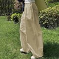 thumbnail image 1 of LSLJS Women's Spring and Solid Color Elastic Waist Cotton Linen Versatile Straight Tube Casual Wide Leg Pants Womens Work Pants, 1 of 6