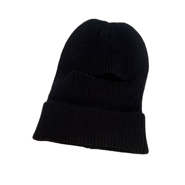Solid Color Ear Protection Eyes Exposed Women Hat Winter Outdoor Riding Integrated Scarf Beanie Hat Costume Accessories