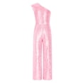 thumbnail image 1 of RUNQHUI Combinaison de Fête Sans Manches à une Épaule Pailletée pour Filles Rose 14, 1 of 5
