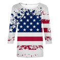 thumbnail image 4 of EQWLJWE Hauts d'Été pour Femmes Hauts pour Femmes Liquidation Mode Féminine Manches Courtes Col Rond Rétro Imprimé Blouse Ample Manches Trois-Quarts, 4 of 4